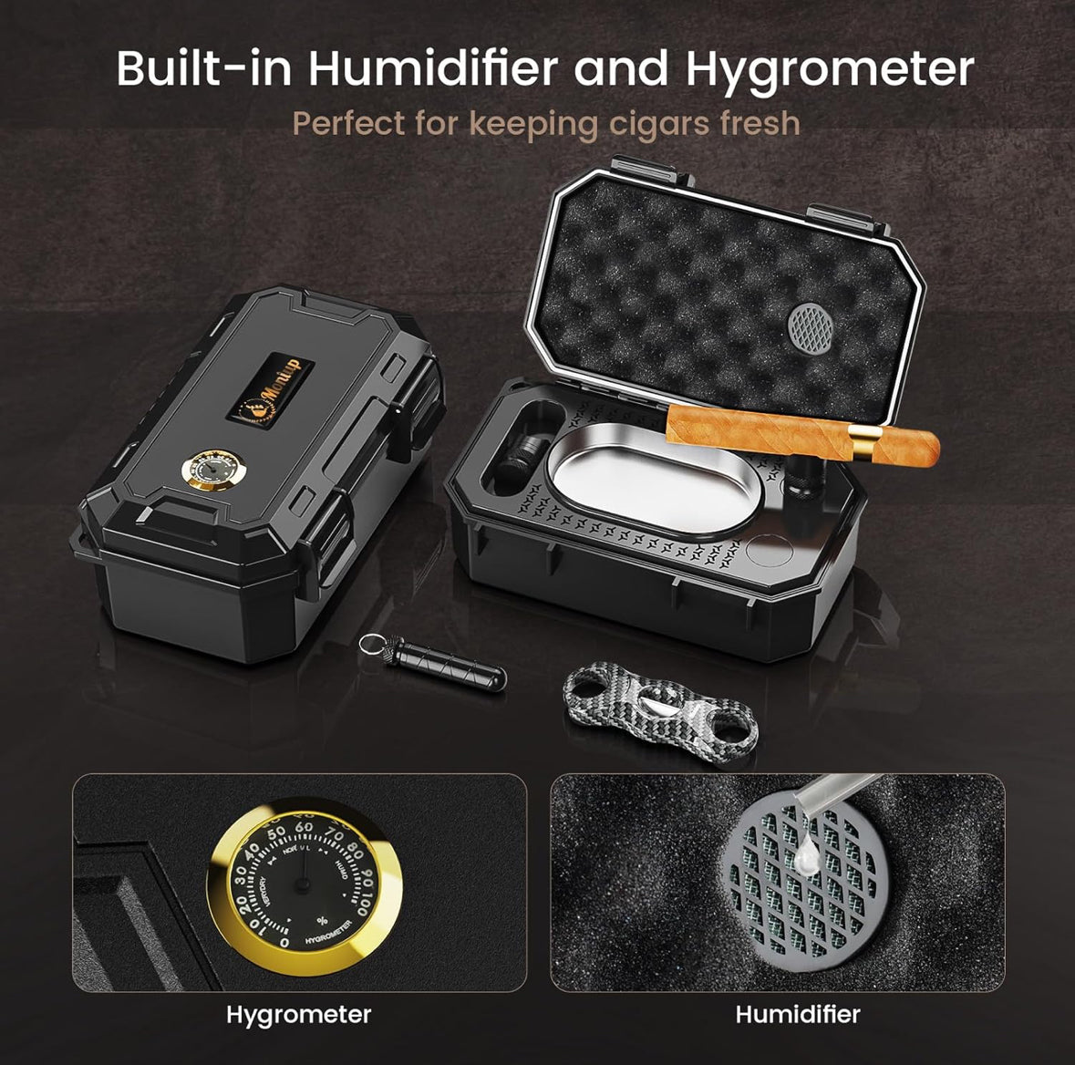 Moniup Travel Cigar Humidor Box