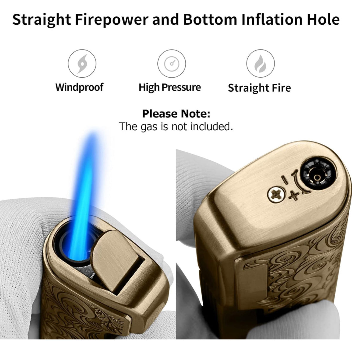 Cigar Cutter and Lighter Set Gold