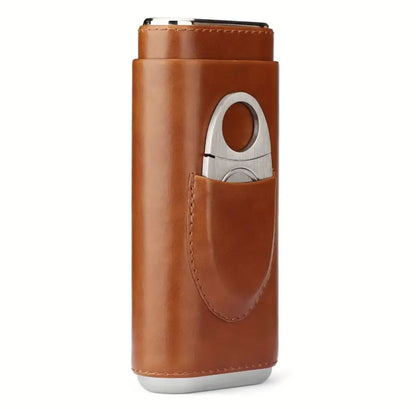 Brown case for 3 cigars