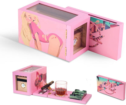 Bamboo & Whale Cigar humidor Pink