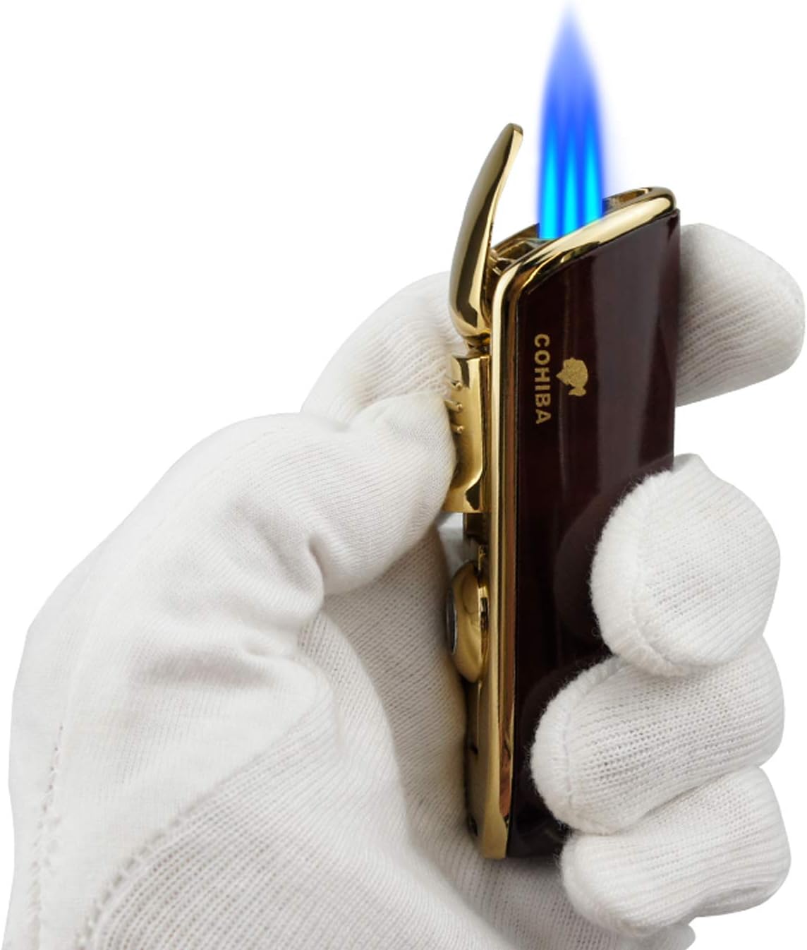 Torch Lighters with Cutter Set Triple Jet Flame Lighter with Punch Butane Refillable