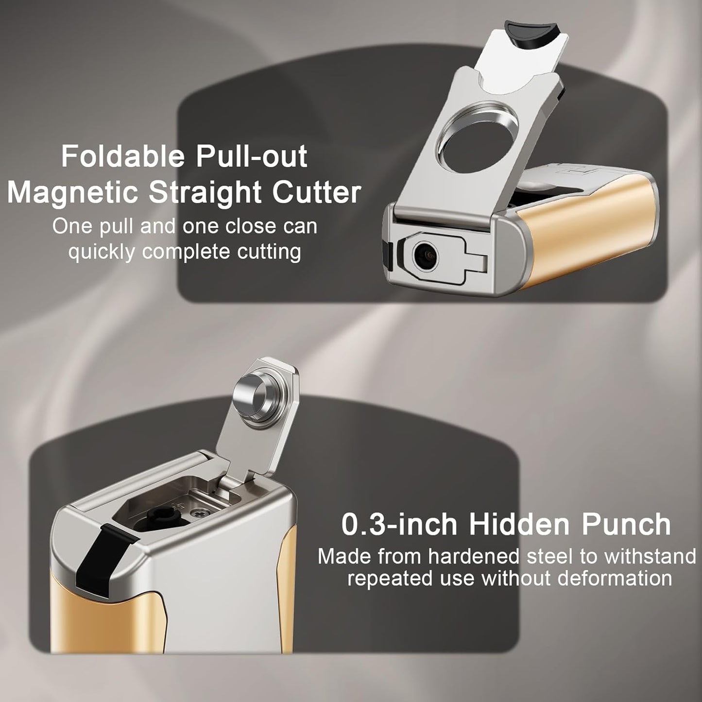 5-in-1 Triple Jet Torch Lighter Gold