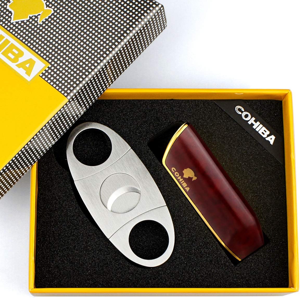 Torch Lighters with Cutter Set Triple Jet Flame Lighter with Punch Butane Refillable