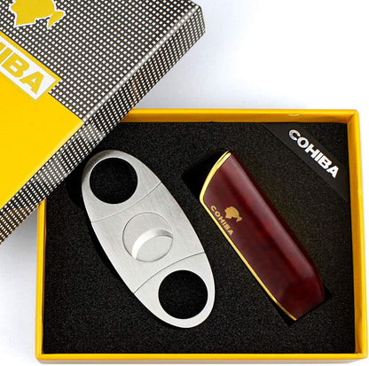 Torch Lighters with Cutter Set Triple Jet Flame Lighter with Punch Butane Refillable