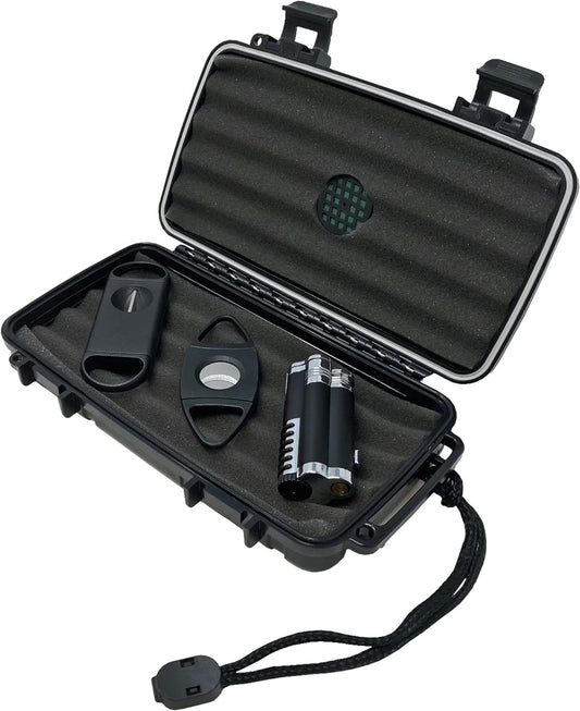 Humidor Case and Cigar Cutters Travel Set