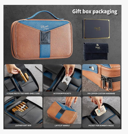 68 travel cigar humidor blue