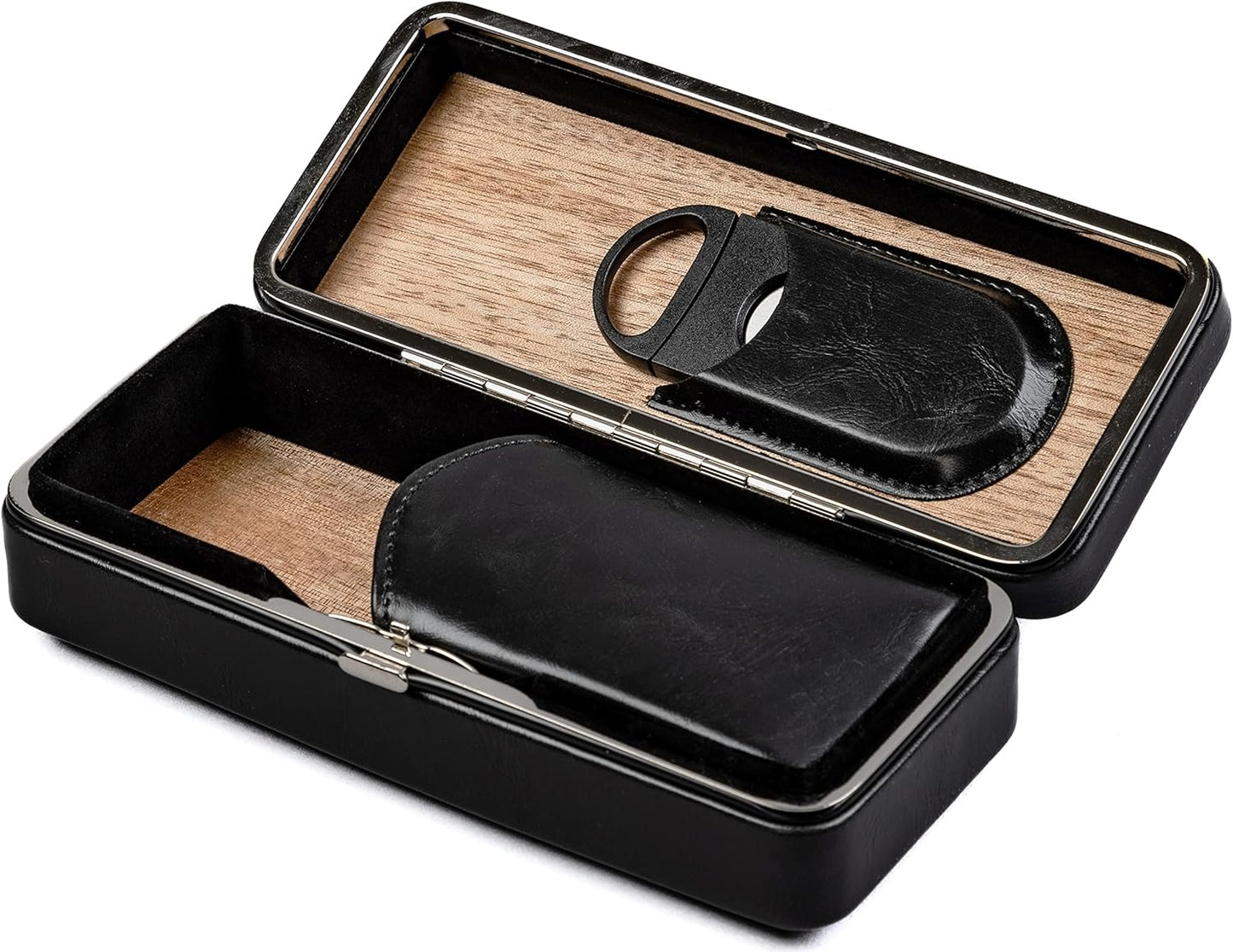 3 Cigar Folding with Snap Lock Cigar Travel Case - Color: Black