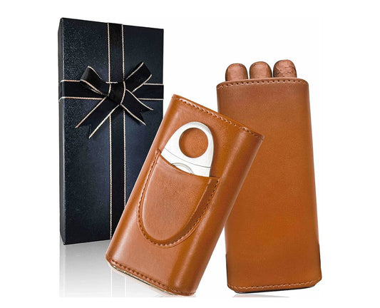 Brown case for 3 cigars