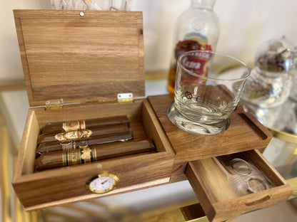 Cigar Humidor Solid Wood Cigar Set Ashtray,5-In-1