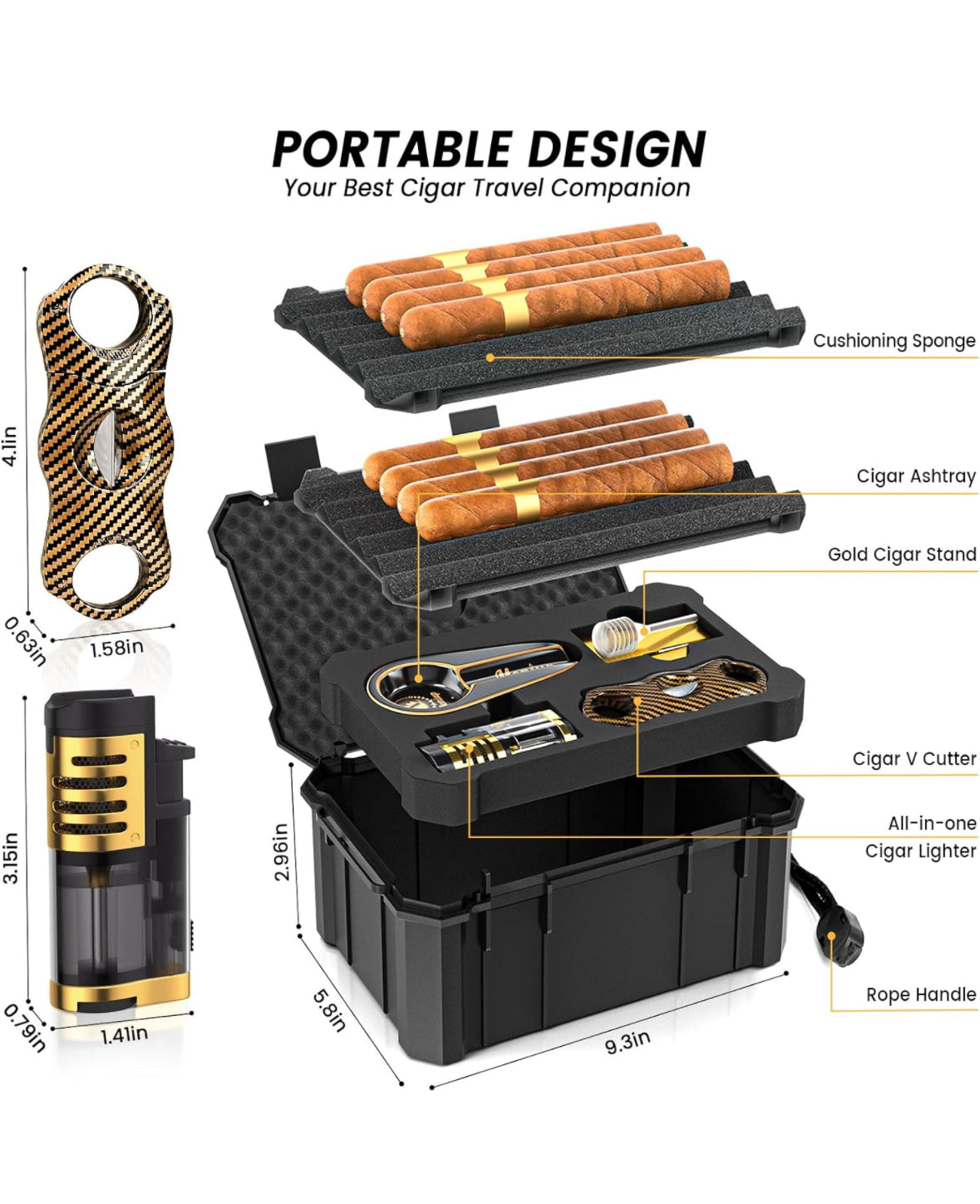 Travel Cigar Humidor Set