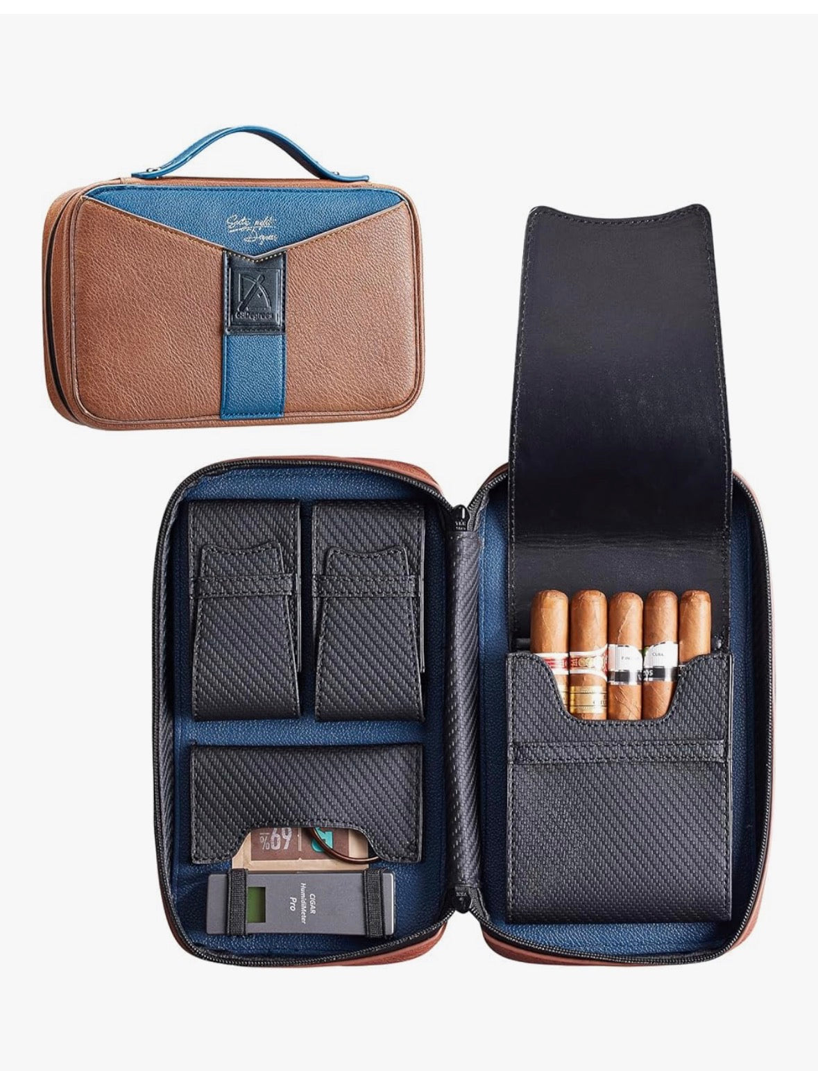 68 travel cigar humidor blue