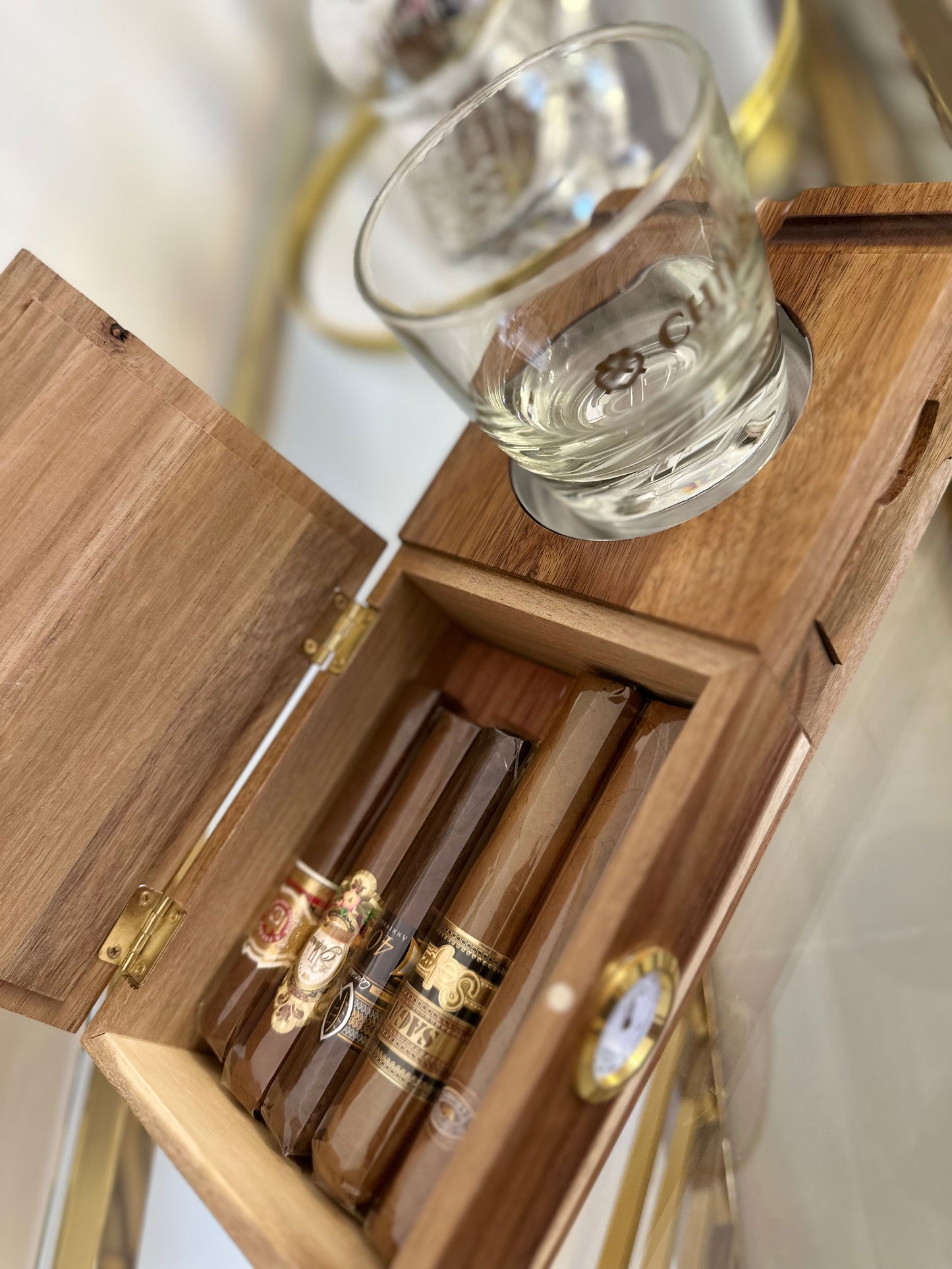 Cigar Humidor Solid Wood Cigar Set Ashtray,5-In-1