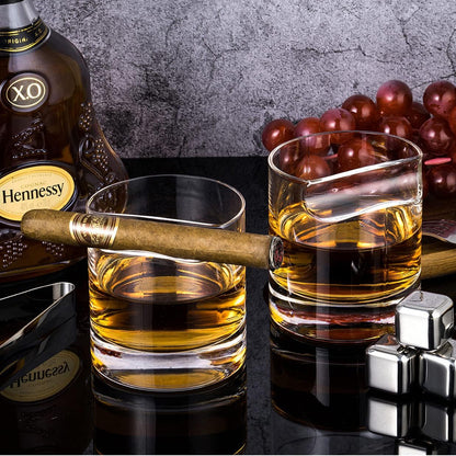 Cigar Whiskey Glasses with Cigar Holder-Set